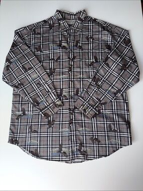 Authentic outfitters XL Gray Plaid Button-Down with eagle Motif